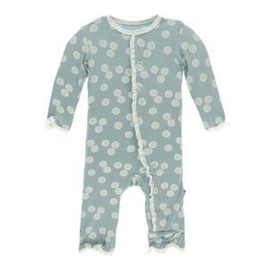 NWT Kickee Pants Print Classic Ruffle Coverall In Jade Sand Dollar